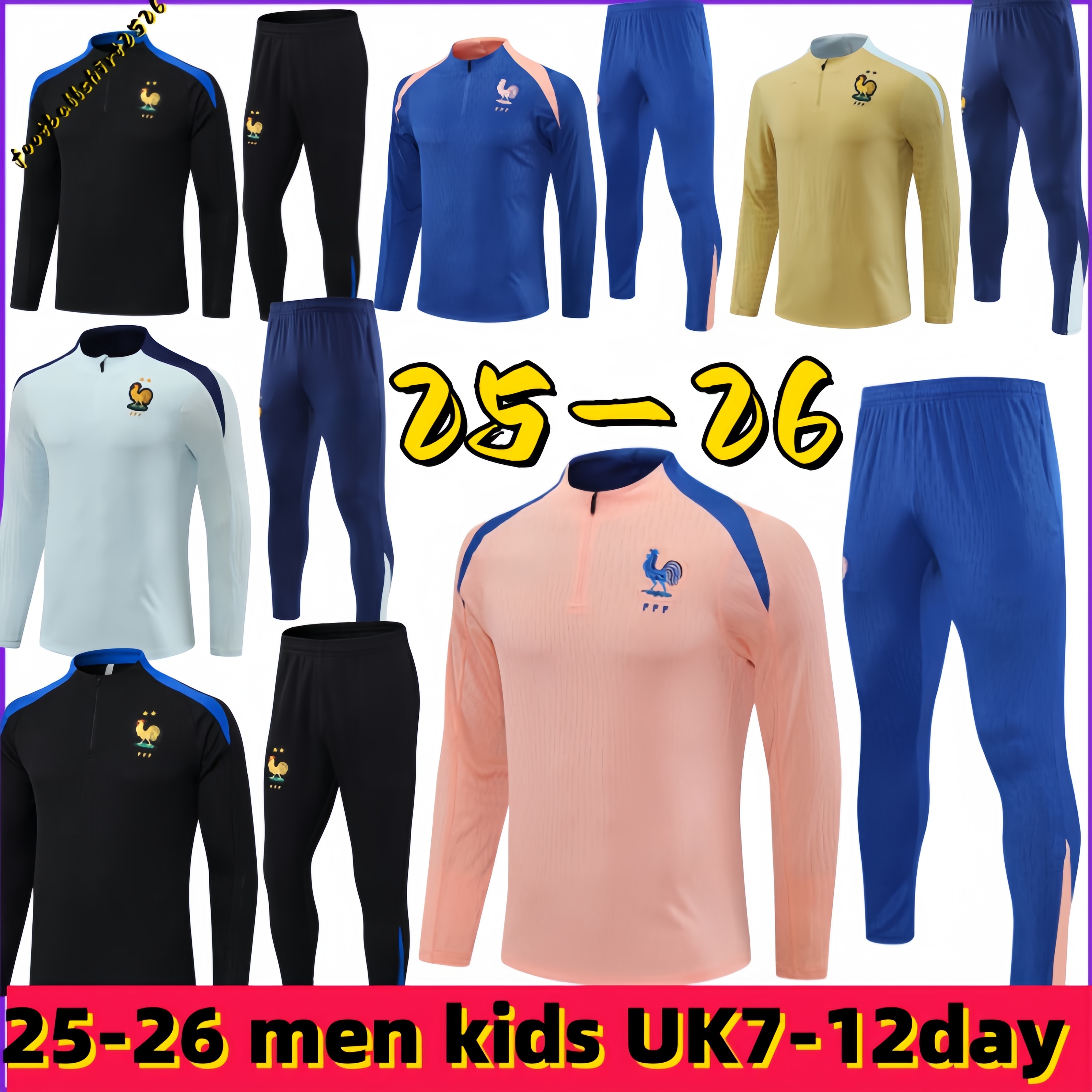 French tracksuit club Full Sets 2025 26 BENZEMA training suit24 25 26 GIROUD MBAPPE GRIEZMANN PAVARD KANTE Maillot de foot equipe Maillots Men kids training suit kit