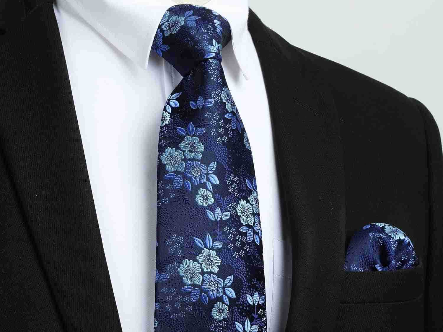 Ties for Men Floral Tie Handkerchief Cufflinks Set Formal Flower Classic Mens Necktie Pocket Square WeddingW250904
