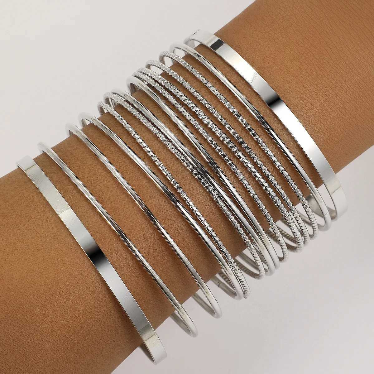 12pcs Punk Gold Color Chain Bracelets Set for Women Boho Thick Charm Curb Cuban Bracelet Bangles Fashion Jewelry Gift 2024 New W250904