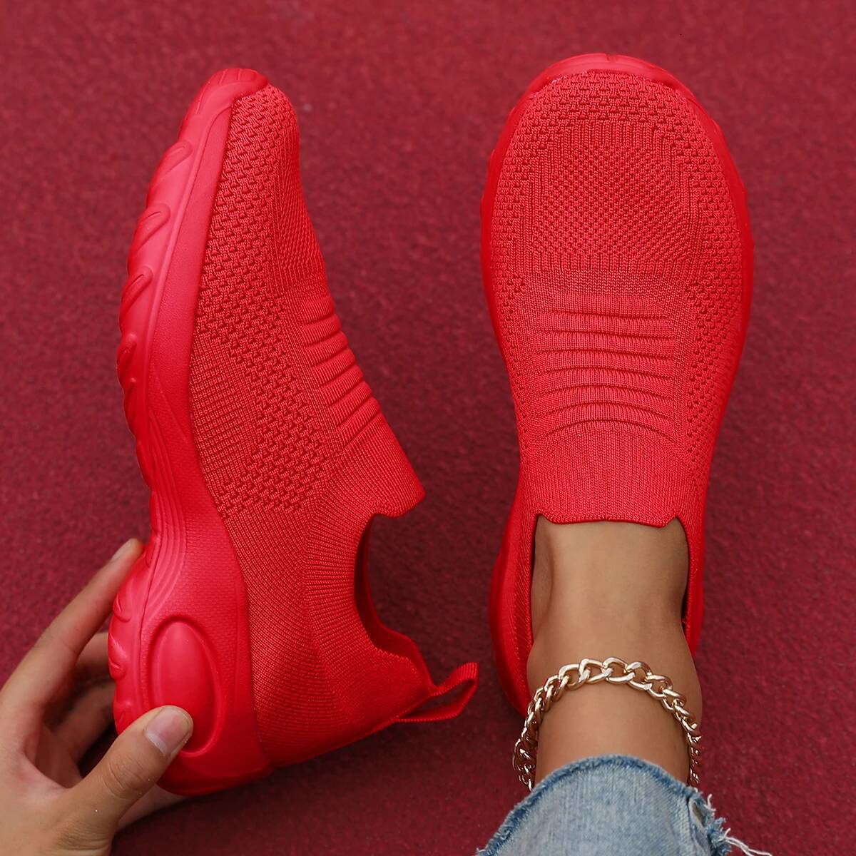 Red Casual Sports for Comfort Mesh Tennis Shoes Light Sneakers Women 2024 New Plus Size 43 Student Vulcanized Shoe ddmysaturn