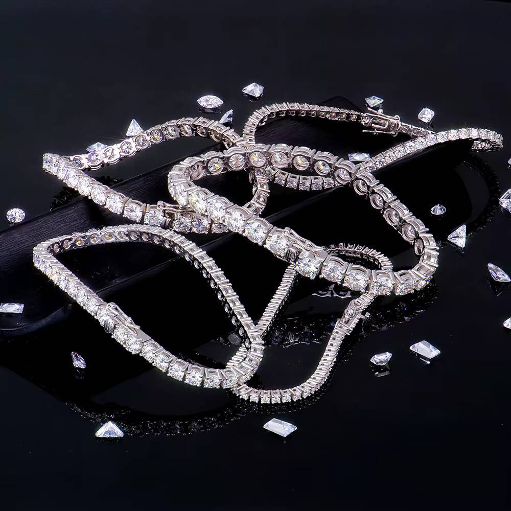 925 Silver Tennis Chain Fashion Hip Hop Style Tennis Bracelet Mens Womens D VVS Moissanite Bracelets