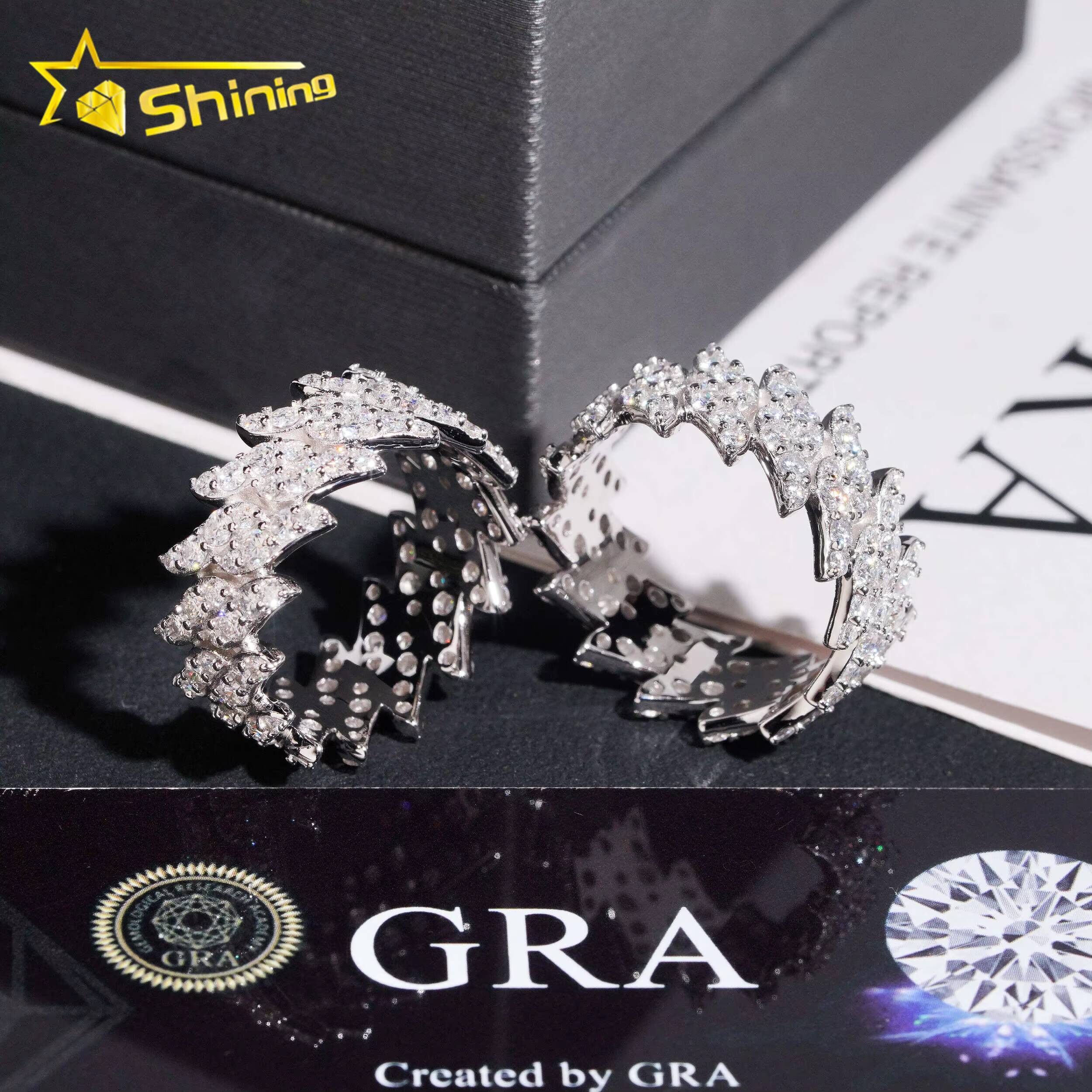 New in Stock Fashion Design Moissanite GRA Moissanite 925 Sterling Silver Gold Plated Hip Hop Iced Out Mens Thorns Rings