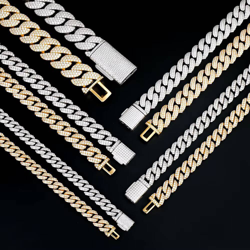 Hip Hop Mossanite Iced Out Jewelry Wholesale Men 925 Sterling Silver Gra Certified Diamond Moissanite Cuban Link Chain Necklaces