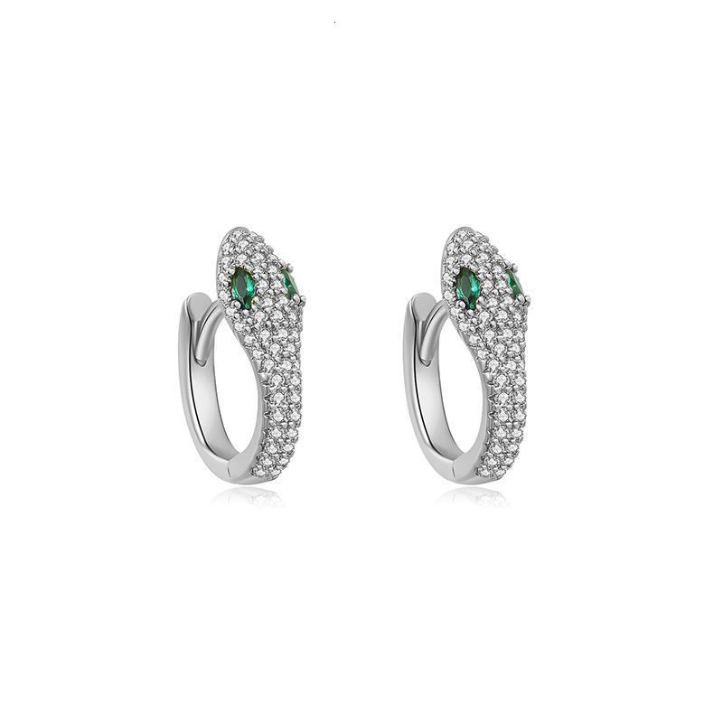 Sweet Cool Designer Luxury Free Shipping Full Diamond Set Zircon Women's Serpentine Earrings European And American Fashion 925 Silver Needle Set 