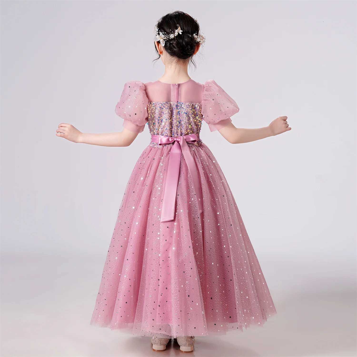 12-18 Months Baby Girl Birthday Party Christmas Dresses Children Girl Party Dresses Flower Communion Gown Girls Mesh Long Dress Z250904