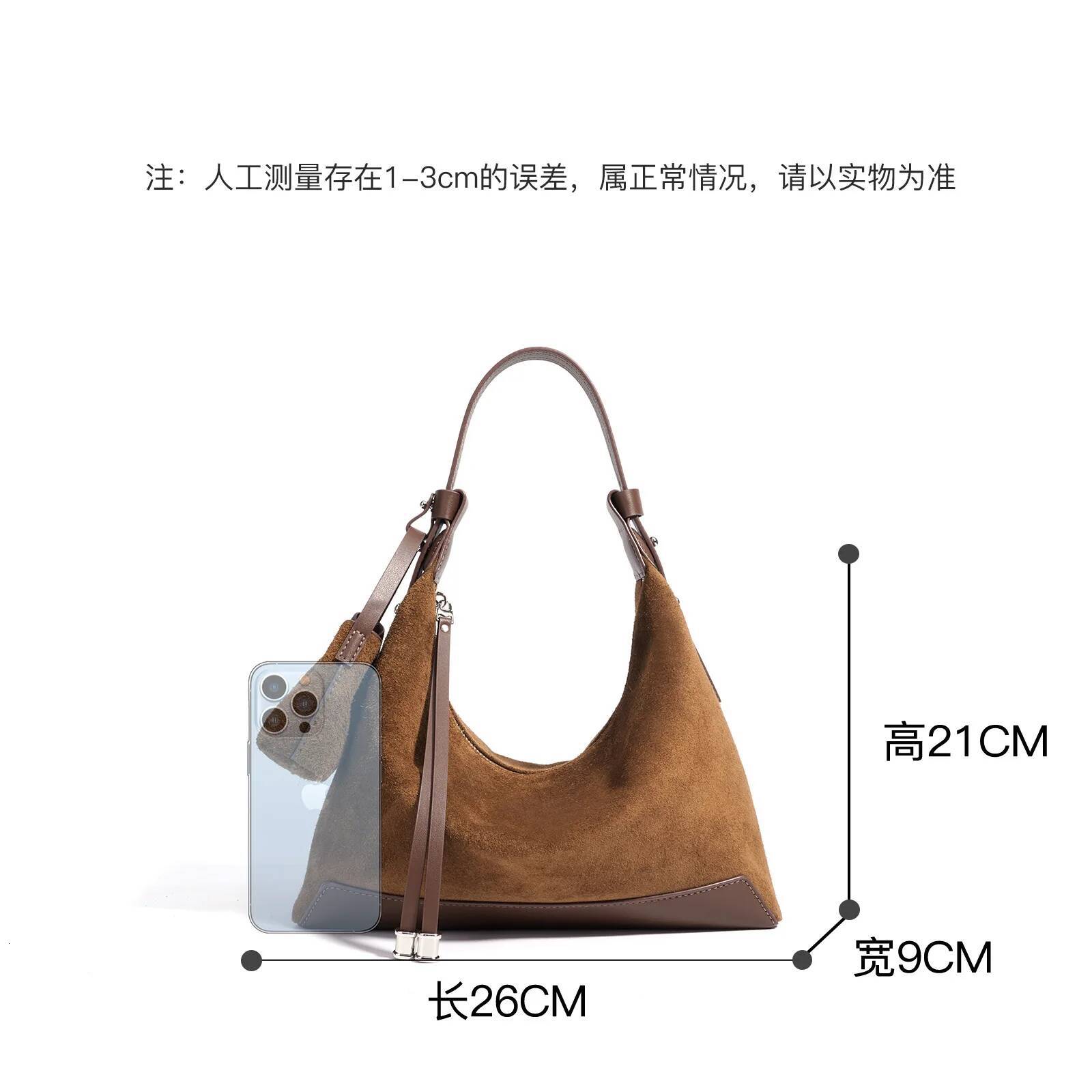 Suede Women Retro Designer Handbags Cowhide Leather Shoulder Crossbody Bags with Small Bag Adjustable Strap Winter New