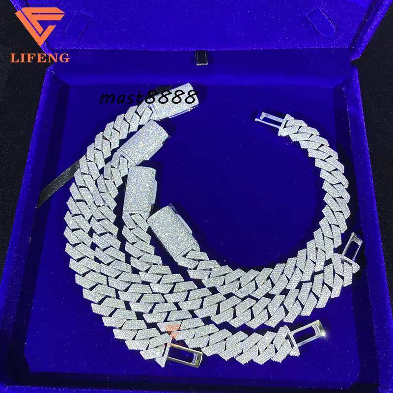 Lifeng Jewelry Hot Miami Hip Hop Cuban Link Chain Bracelet Men 15mm Moissanite Cuban Chain Bracelet Fashion Jewelry Charm