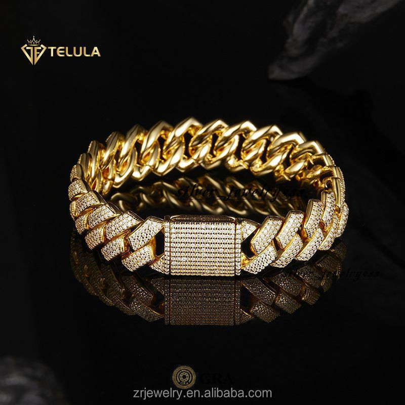 S925 Silver Fine Jewelry Bracelets Moissanite Skeleton Tennis Bracelet Bangle Cuban Link Chain