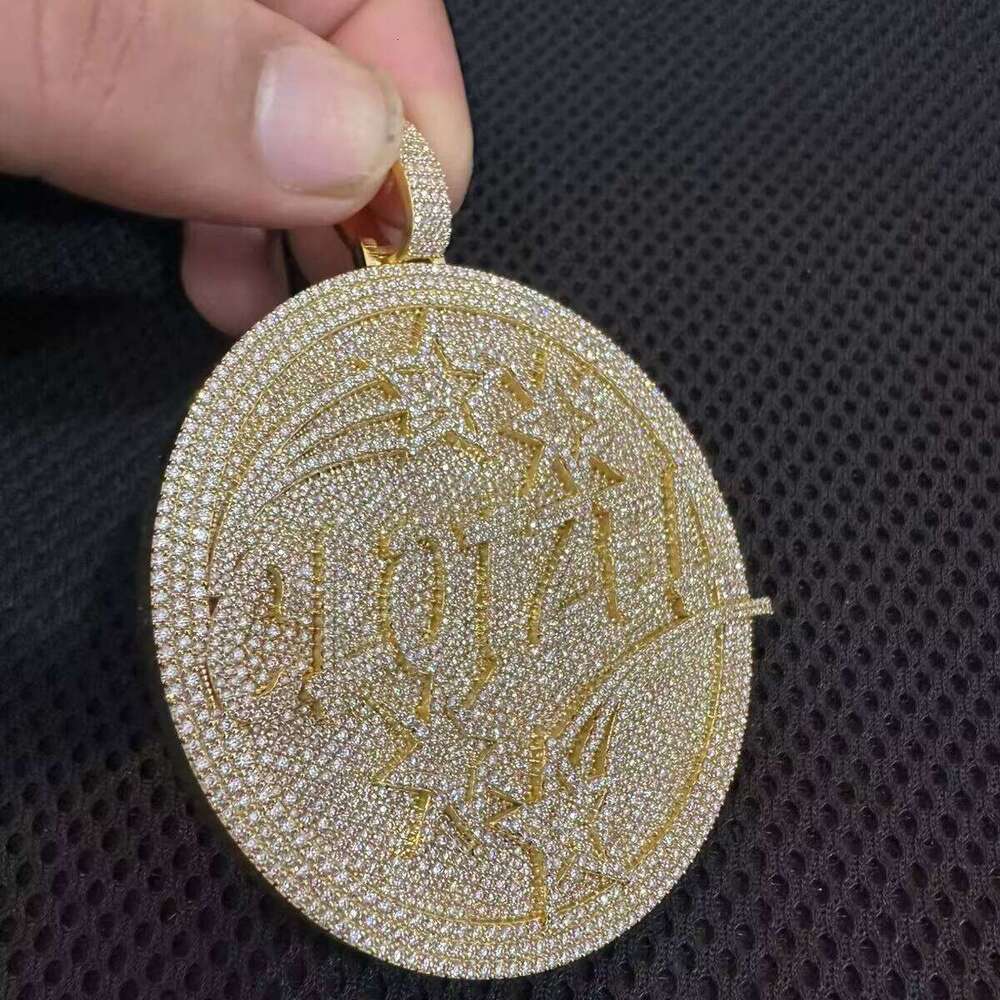 3D Pyroxene Ball Pendant Men's VVS Shiny Charm Necklace with Tester Hip Hop Jewelry