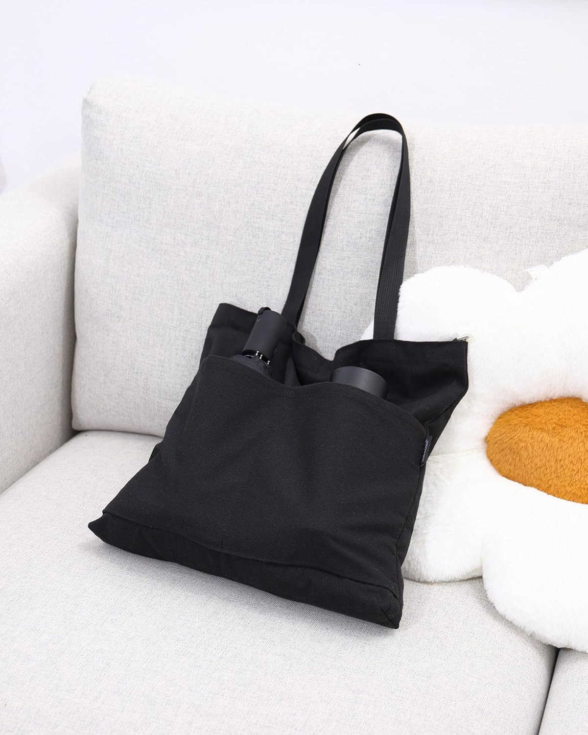 Womens Canvas Bag Aesthetic Handbags with Zipper Travel Shoulder Bags Shopping Handbags with Inner PocketsW250904