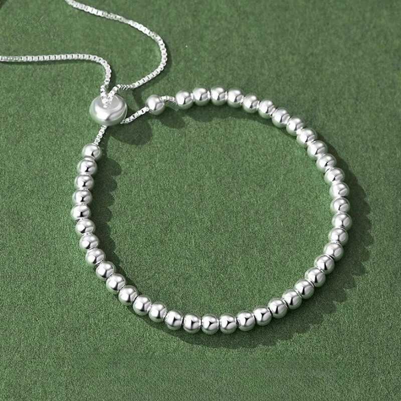 925 Sterling Silver Beads Bracelets for Women 100 Solid Adjustable Handmade Simple Design Fashion Party Wedding Jewelry GiftsXJ250904
