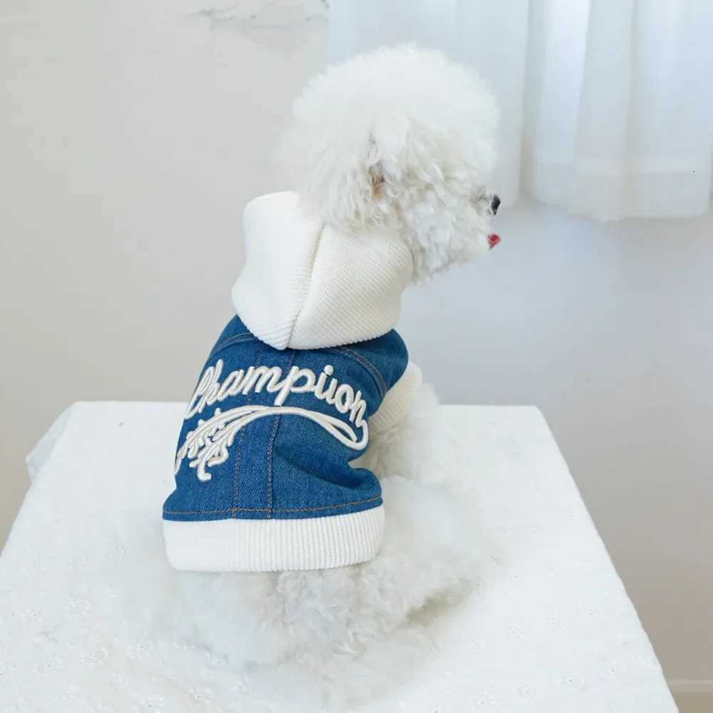 Pet Coat Clothing Dog Hooded Denim Clothes Embroidered Champion Handsome et Suitable for Small Medium Dogs Cats Boys Girls W250904