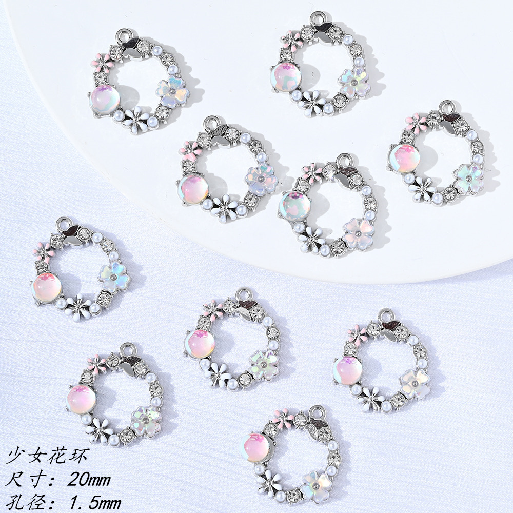 Alloy Pendant Inlaid With Diamonds Silver Jewelry Heart Wreath Moon Metal DIY Accessories Bracelet Necklace Designer Luxury Free Shipping Handmade Mat