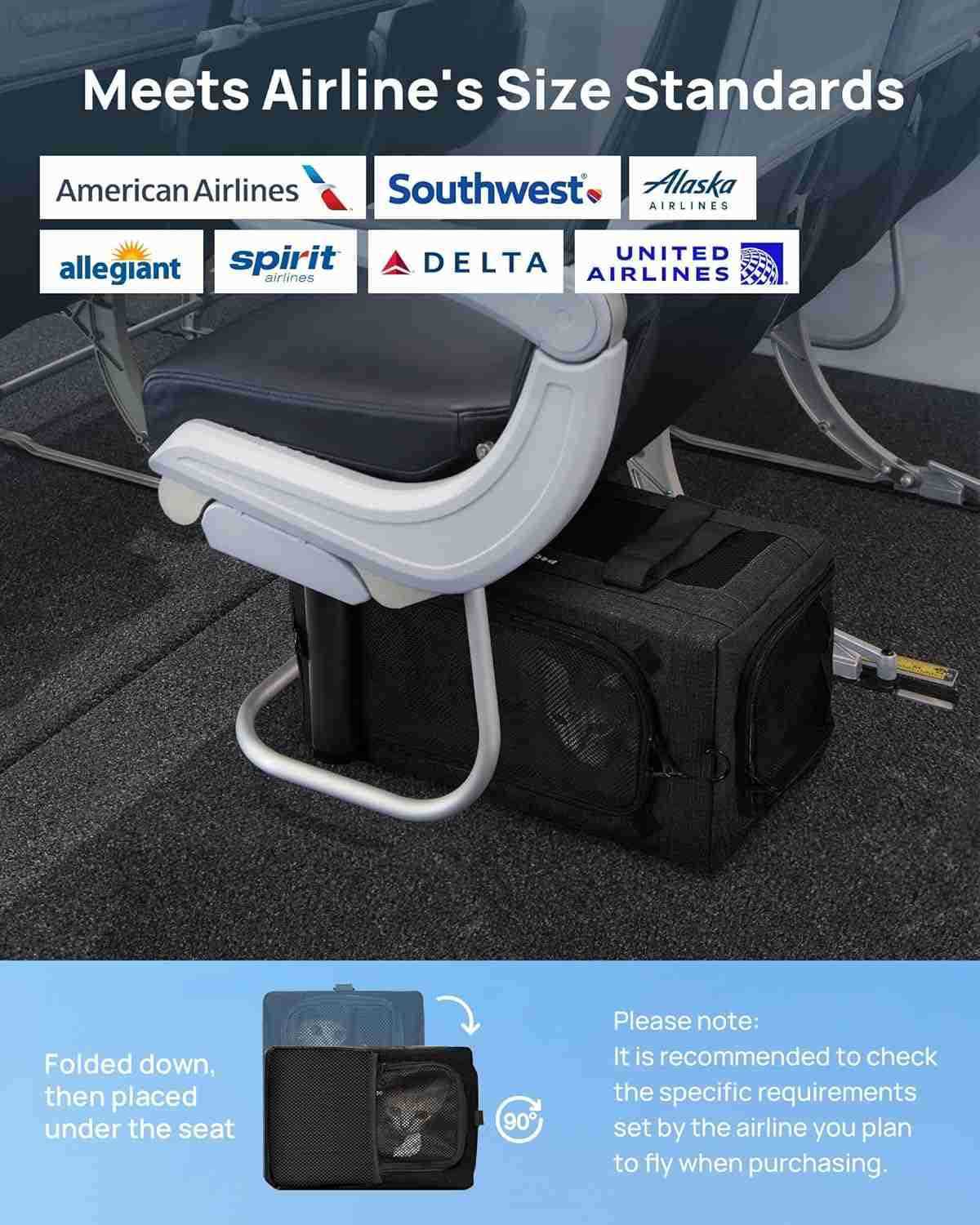 Approved Cat Carrier Pet Carrier SoftSided Portable Dog Carrier with Stable Structure TSA Approved Pet Carrier for Pets Less Than 12lbs Cat Carrier Ba