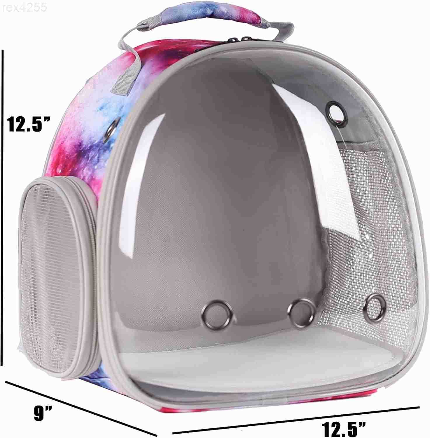 Backpack with Space Capsule Clear Bubble Window Portable Small Animal Backpack Travel Pet Carrier Galaxy for Guinea Pig Rabbit Bearded Dragon Rat Liza