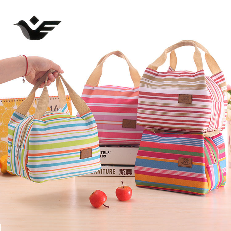 Feiyan Free Shipping New Designer Bag Luxury Shopping Bag New Canvas Lunch Bag Insulated Cooler Bag Picnic Bag Lunch Bag Striped Zipper Lunch Box Bag 