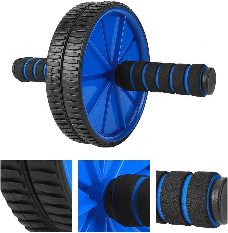 AB Roller Wheel Blue Dual Roller Abdominal Exerciser 18cm Diameter Sponge Roller Fitness Equipment for Effective Training and Core Workouts W250904