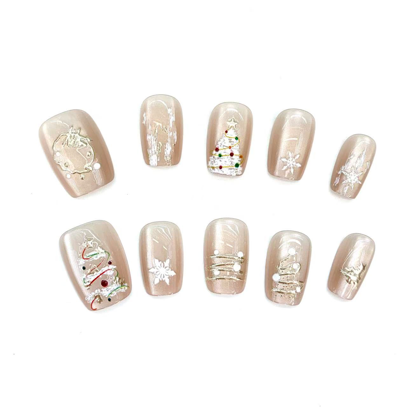 New Christmas crafted with Heart! Handmade Nail Art with ABS Material, Exuding Delicate Texture and Unique Design on Fingertips