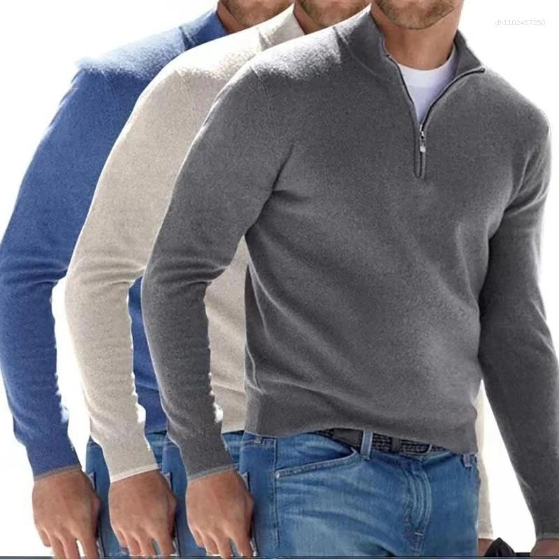Men's Sweaters Fall Sweatshirt Warm Jumper Solid Color Half Zip Casual Sweater Slim V-neck Long Sleeve Winter Top