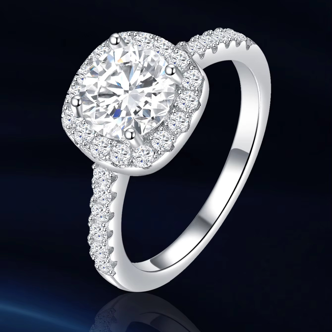 Bulk Lab Grown Diamond Ladies Ring Fine Jewelry S925 Sterling Silver Rhodium Plated Women Moissanite Wedding Finger Ring