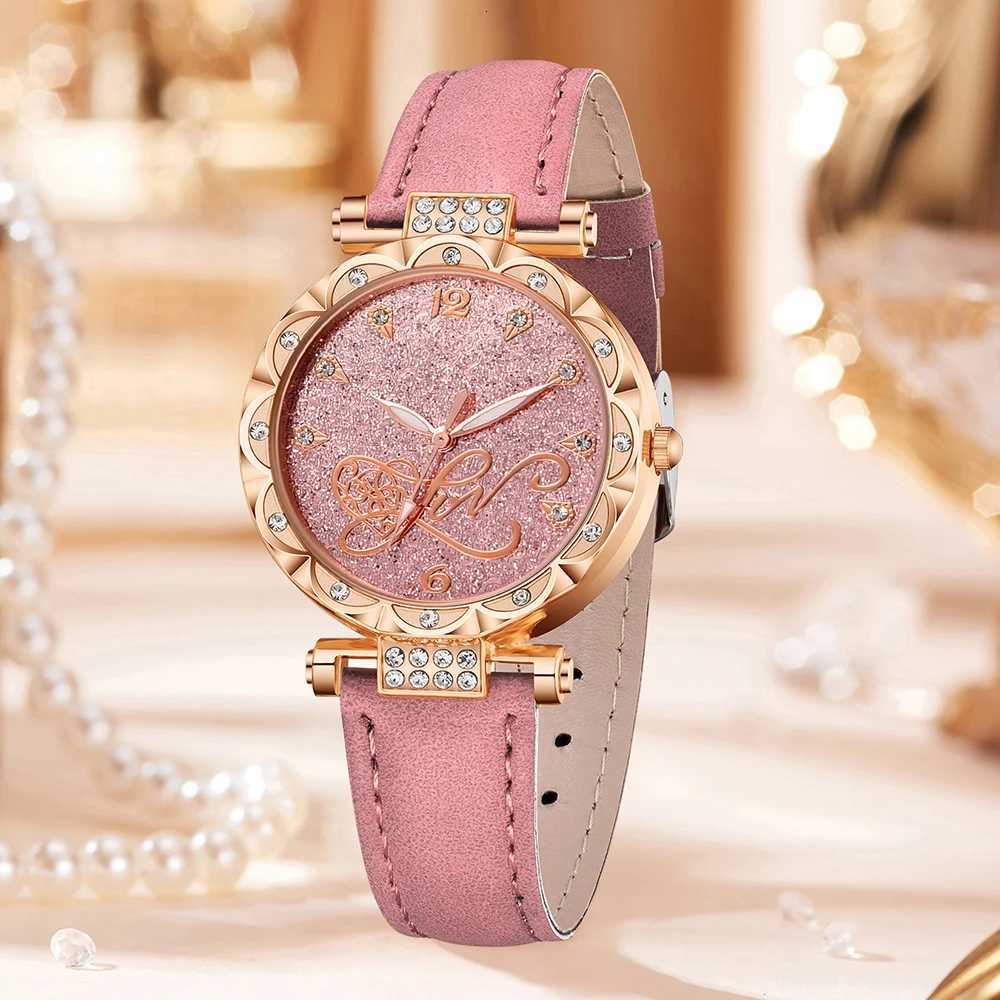 Ladies Watch Gift Set With 1 Wens PU Strap Stars Pattern Dial Gorgeous Quartz Watch And 5pcs Bracelet Set Watch Fo X250904