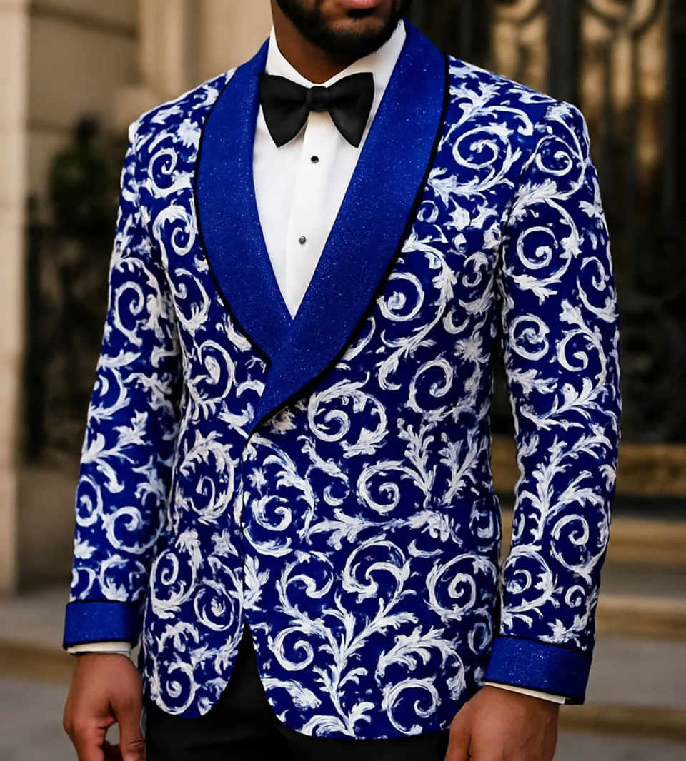 Print Floral Men Tuxedos Customized Plus Size Groom Jacket Coat Fashion Birthday Party Show Wear One Piece
