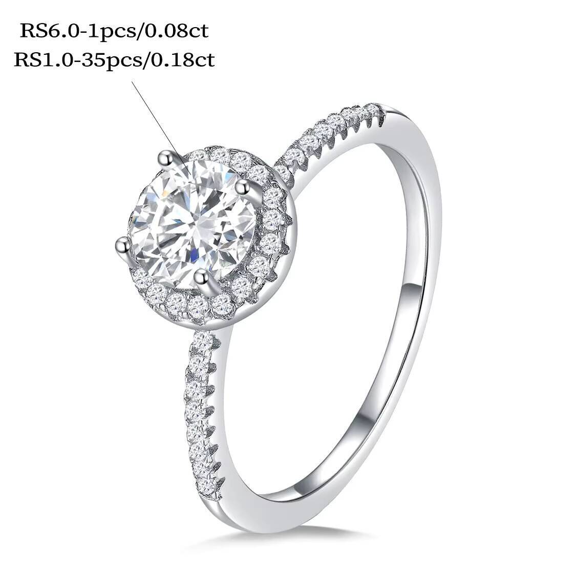 Luxury Lab Grown Diamond Ladies Finger Ring Fine Jewelry S925 Sterling Silver Women Moissanite Ring