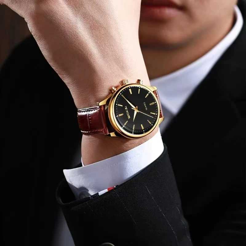 WOKAI high quality fashion mens Business Belt Quartz Watch Boy personality simple student waterproof clock retro classic X250904