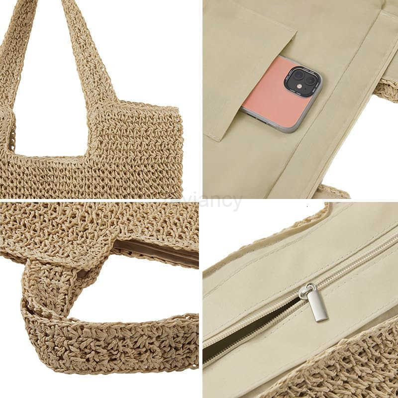 Tote Bag Large Summer Boho Woven Bags Rattan Handmade Shoulder Handbags for WomenW250904