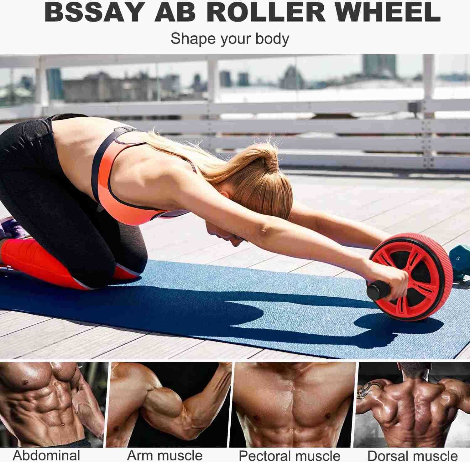 Ab Roller Wheel Abs Workout Equipment for Abdominal Core Strength Training Exercise Wheels for Home Gym Fitness Wider Ab Machine with Knee Pad Accesso