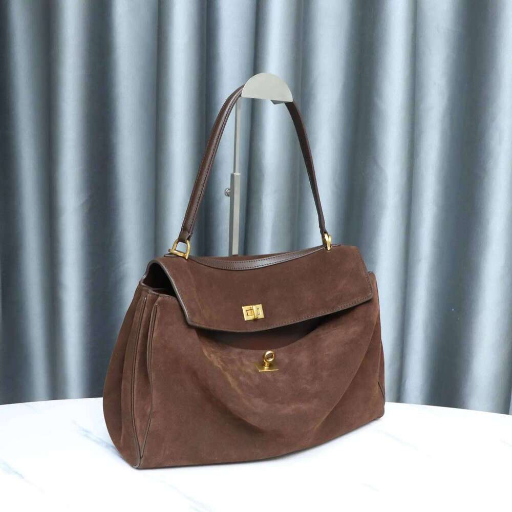 25 New Soft Suede Tote Large Capacity Frosted Cowhide Lock Women's Crossbody Shoulder Bag