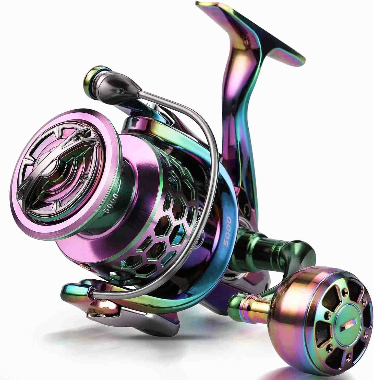 Fishing Reel Colorful Aluminum Frame Spinning Reels with 121 Stainless BB Oversize Aluminum Handle for Saltwater or Freshwater Fishing W250904