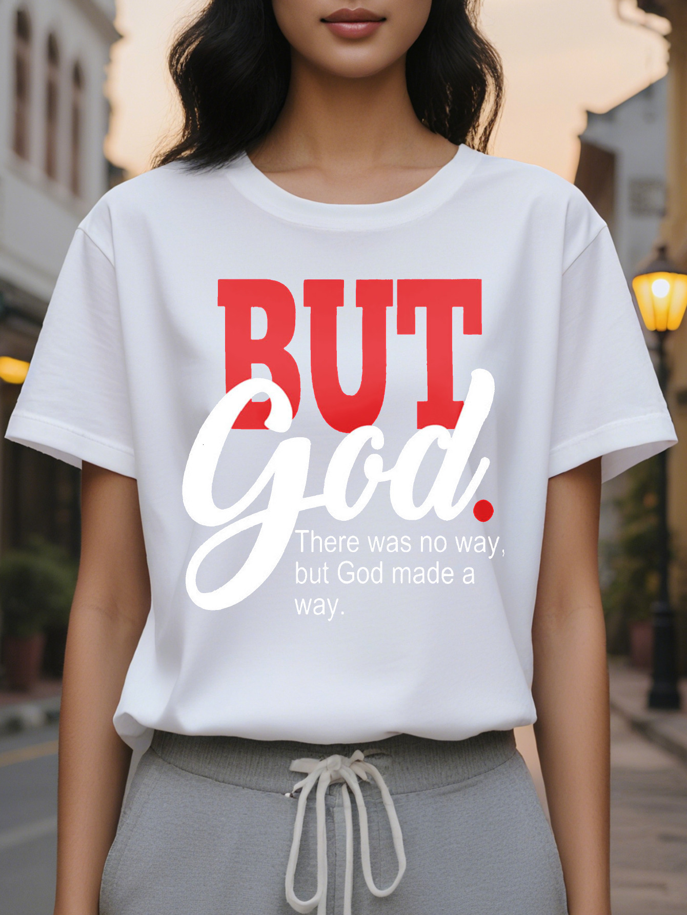 Large XL Alphabets Print Crew Neck Casual T-shirt Soft Mid Elasticity Cotton Fabric High Washable Regular Length Knit Plus Size