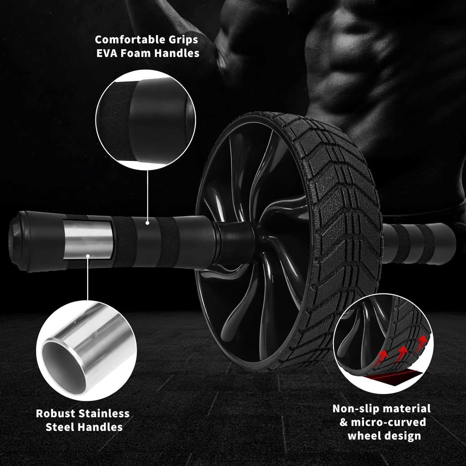 Ab Roller Wheel AGREJO Ab Workout Equipment for Abdominal Core Strength Training Home Gym Fitness Equipment Exercise Wheel for Men Women W250904