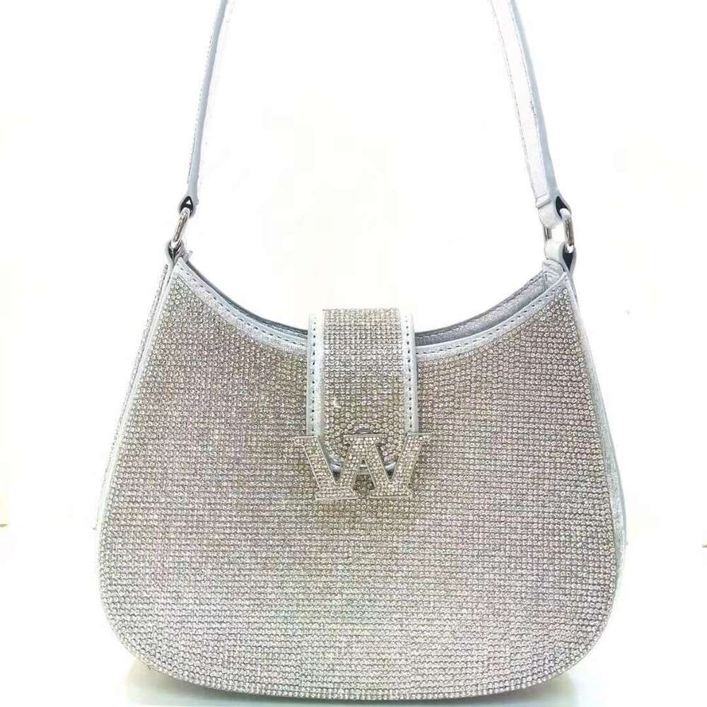 Fashion Simple Rhinestone Single Shoulder French Underarm Women Classic Mini Crescent Bag Wedding Handbag