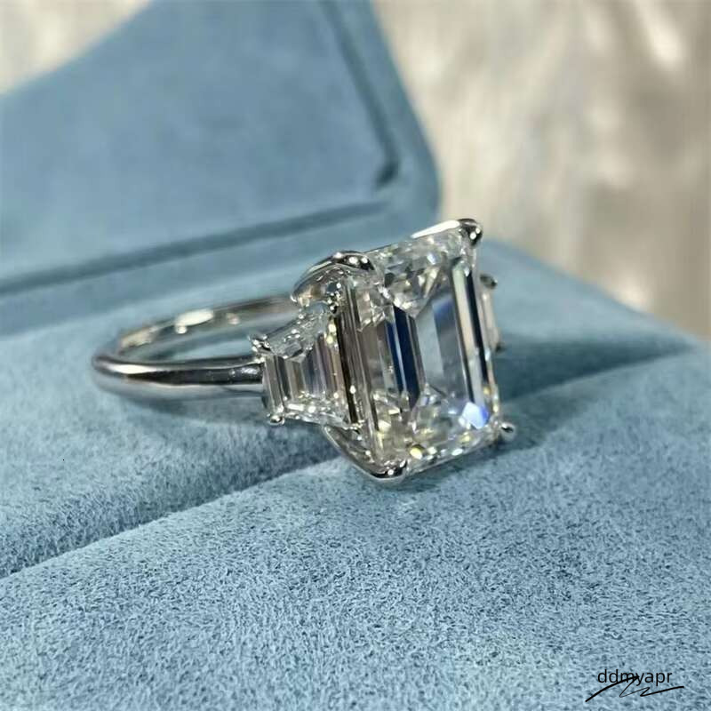 10K 14K White Gold IGI Certificated Lab Grown Dia 5Ct Vintage Engagement Emerald Ddmyday Cut Ring Ddmyday