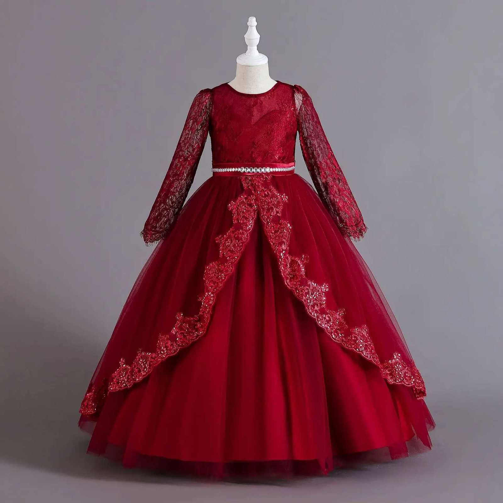 Long Sleeve White Elegant Girl Dresses Vintage Embroidery Birthday Childrens Dress Girl Party Luxury Princess Dress for Girls 3-12Y Z250904