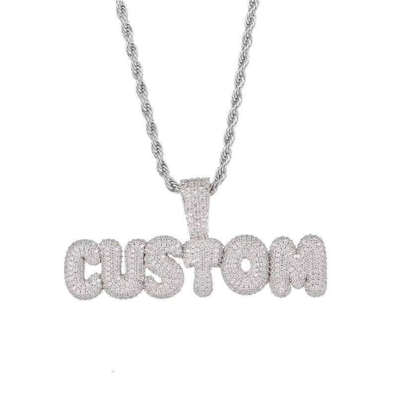 High Quality Name Sier Silicite Letter Pendant Necklace