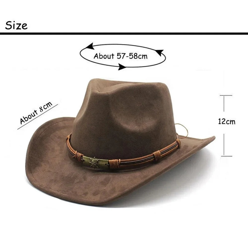 Western Cowboy Hat Jazz Knight Hats For Men Ethnic Style Felt Hats With Bull Shaped Decor Grassland Country Hat Sombrero250904ww