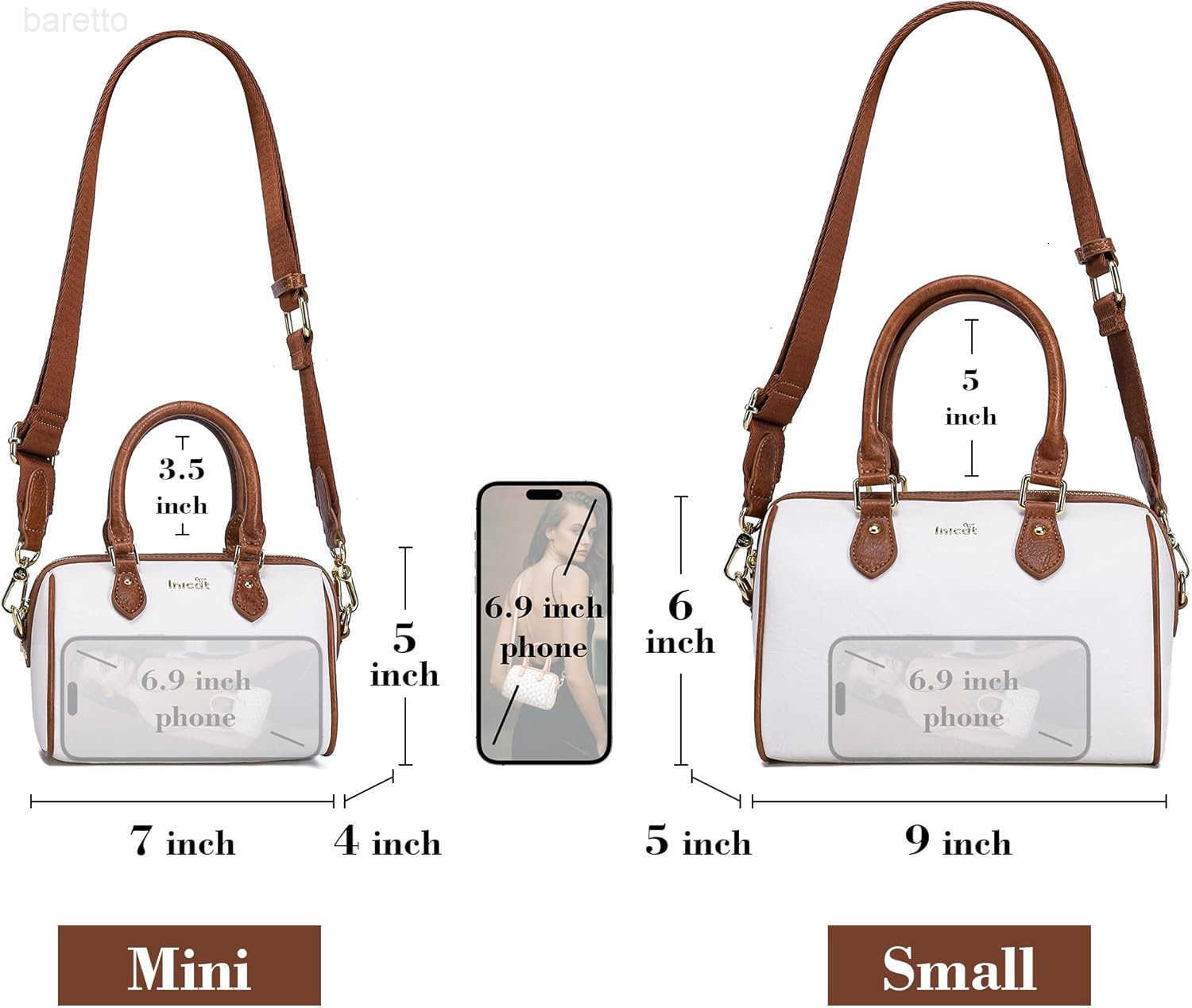 Barrel Bag for Women Top Handle Satchel Shoulder Boston Bags Crossbody Purse Handbag with Detachable Long Strap M250904