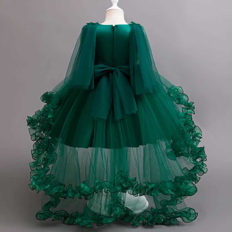 Children Princess Dresses Wedding Bridesmaid Wedding Dress Fluffy Dress Lace Trail Gown Childrens Wear Z250904