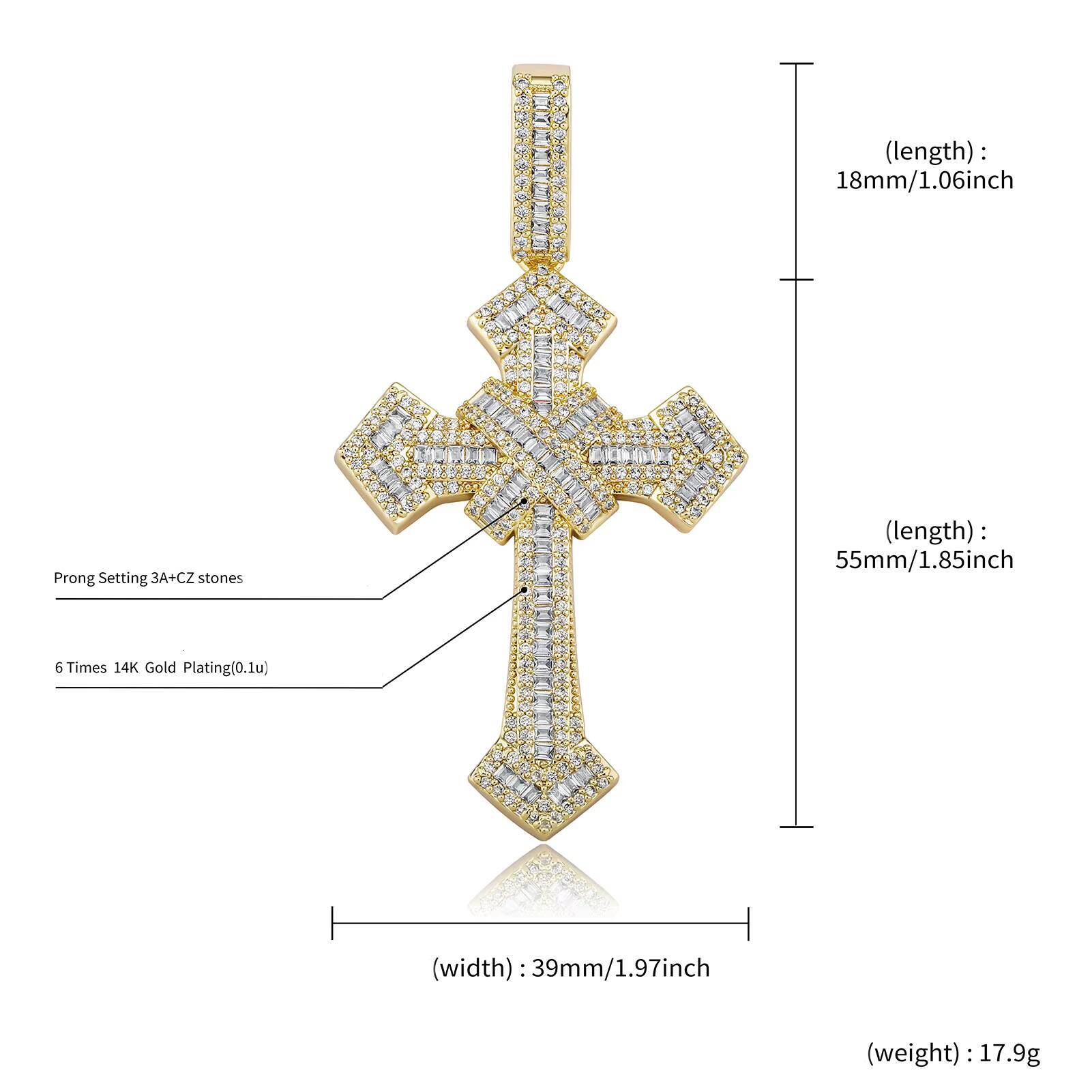 Wholesale Hip Hop Oxide Hao Stone Rhinestone Cross Ice Crystal Necklace