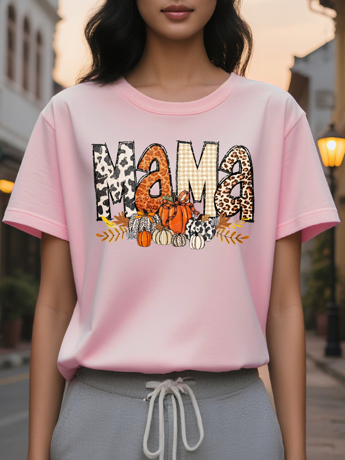 Large XL Women's Halloween Fashion Round Neck Loose Fit Printed Sweatshirt Plus Size