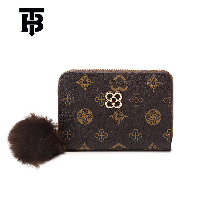 TB BHULAMTE 2025 New Circle Heart Star Clover Print Clover Pom-Pom Decoration Multi-Card Designer s bag Slot Short Coin Purse