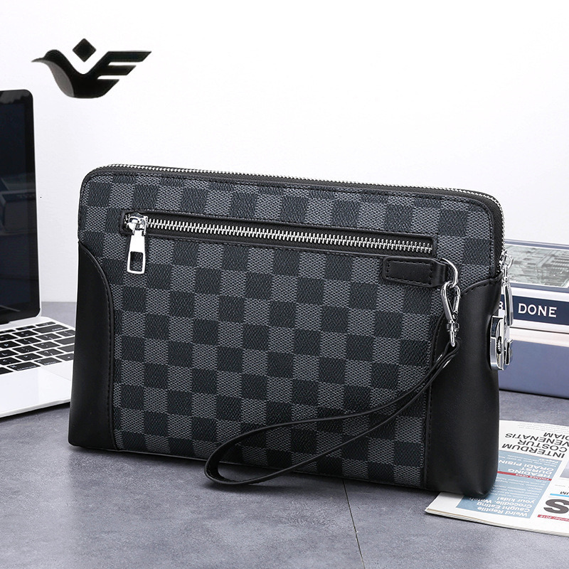 Feiyan Free Shipping New Designer Bag Luxury Shopping Bag New Men's Clutch Bag Password Lock Clutch Bag Plaid Casual Fashion Clutch Bag