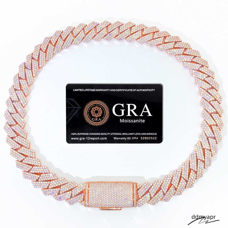 Bracelet Designer Jewelry Cuban K High Quality 3 Rows VVS Moissanite Dia Ddmyday Chain White Rose Gold Plated Hip-Hop Chains For Men Necklace Ddmyday