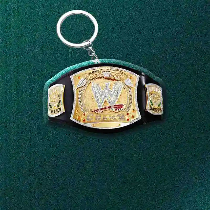 In Stock championship gold belt Printed Keychain Wrestling Peripheral doublesided pendant Keychain 250904