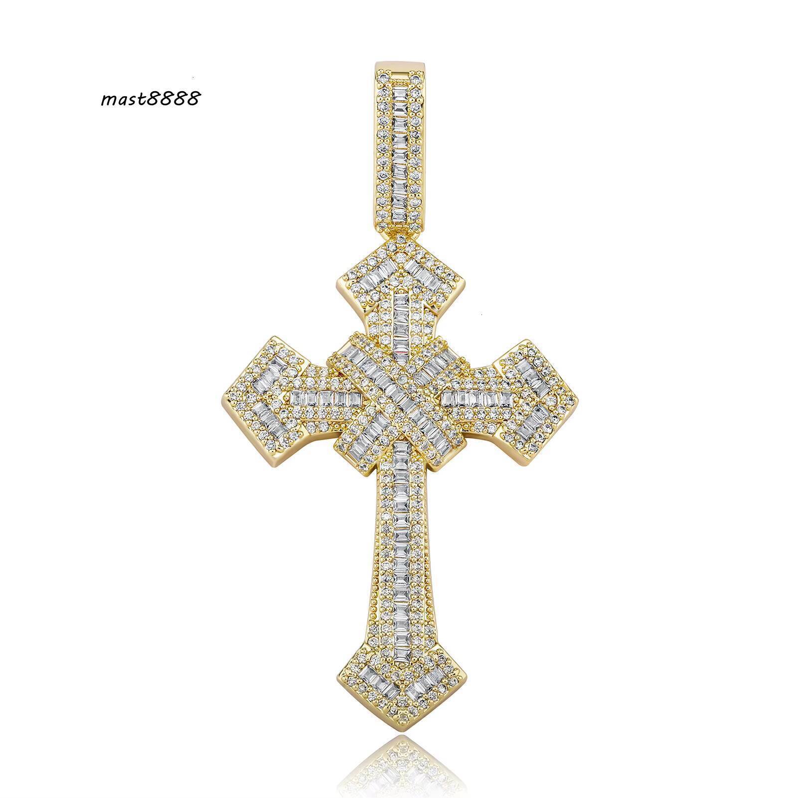 Wholesale Hip Hop Oxide Hao Stone Rhinestone Cross Ice Crystal Necklace
