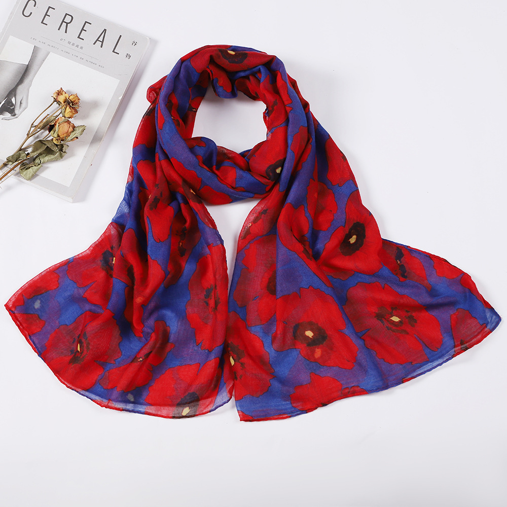 K1801 European and American retro scarf silk scarf printed classic scarf travel shawl