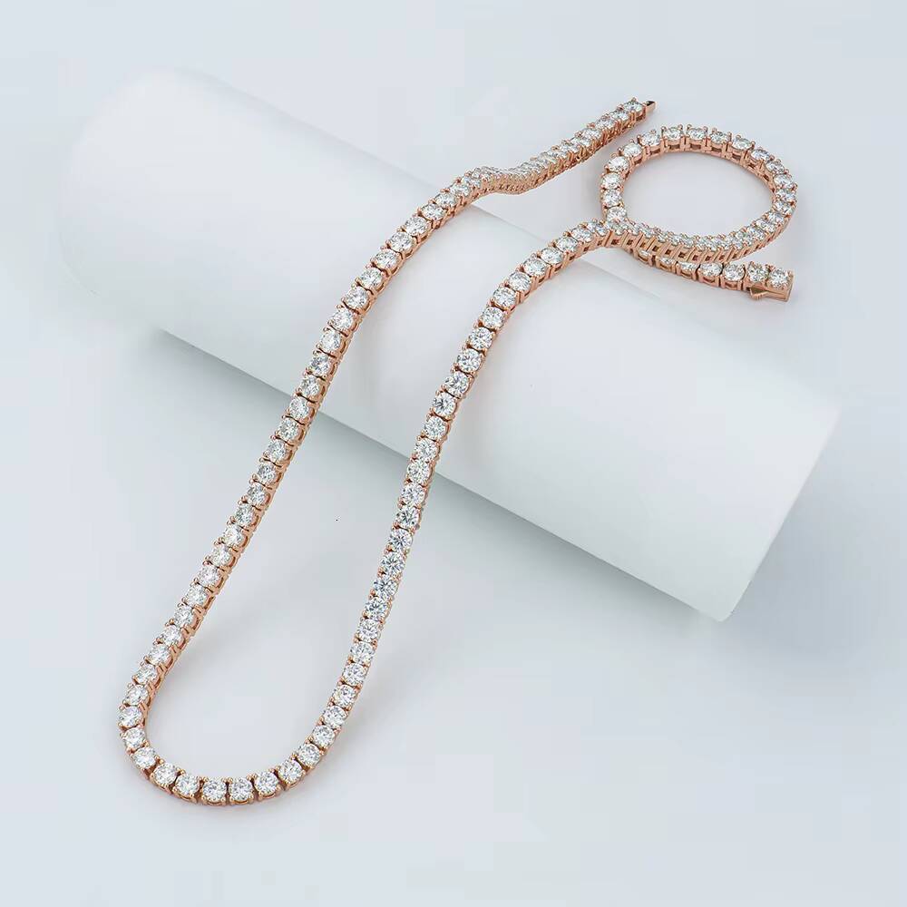2843ct Lab Diamond Necklace Rose Gold Plated S925 Sterling Silver 4mm Round Cut D Color Moissanite Necklace Valentines Gift